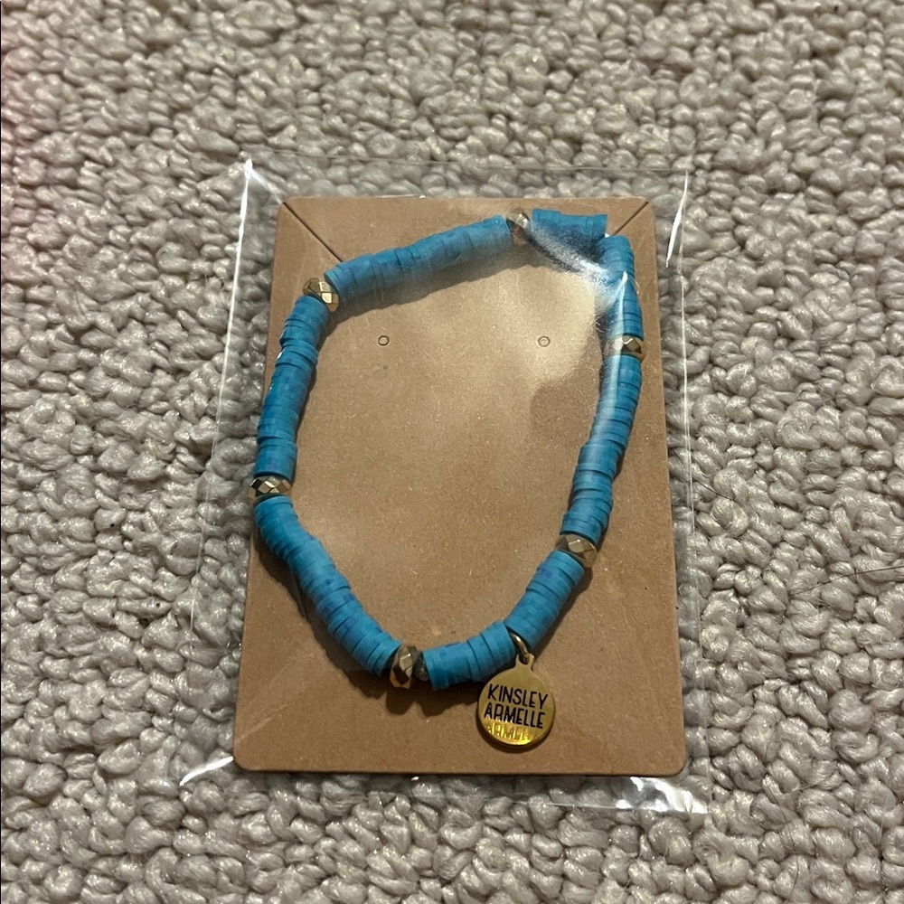 Kinsley Armelle Turquoise colored Beaded Bracelet with Gold Accents